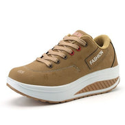 Women's Colorblock Faux Leather Cushioned Sneakers with Lace-Up Platform Sole