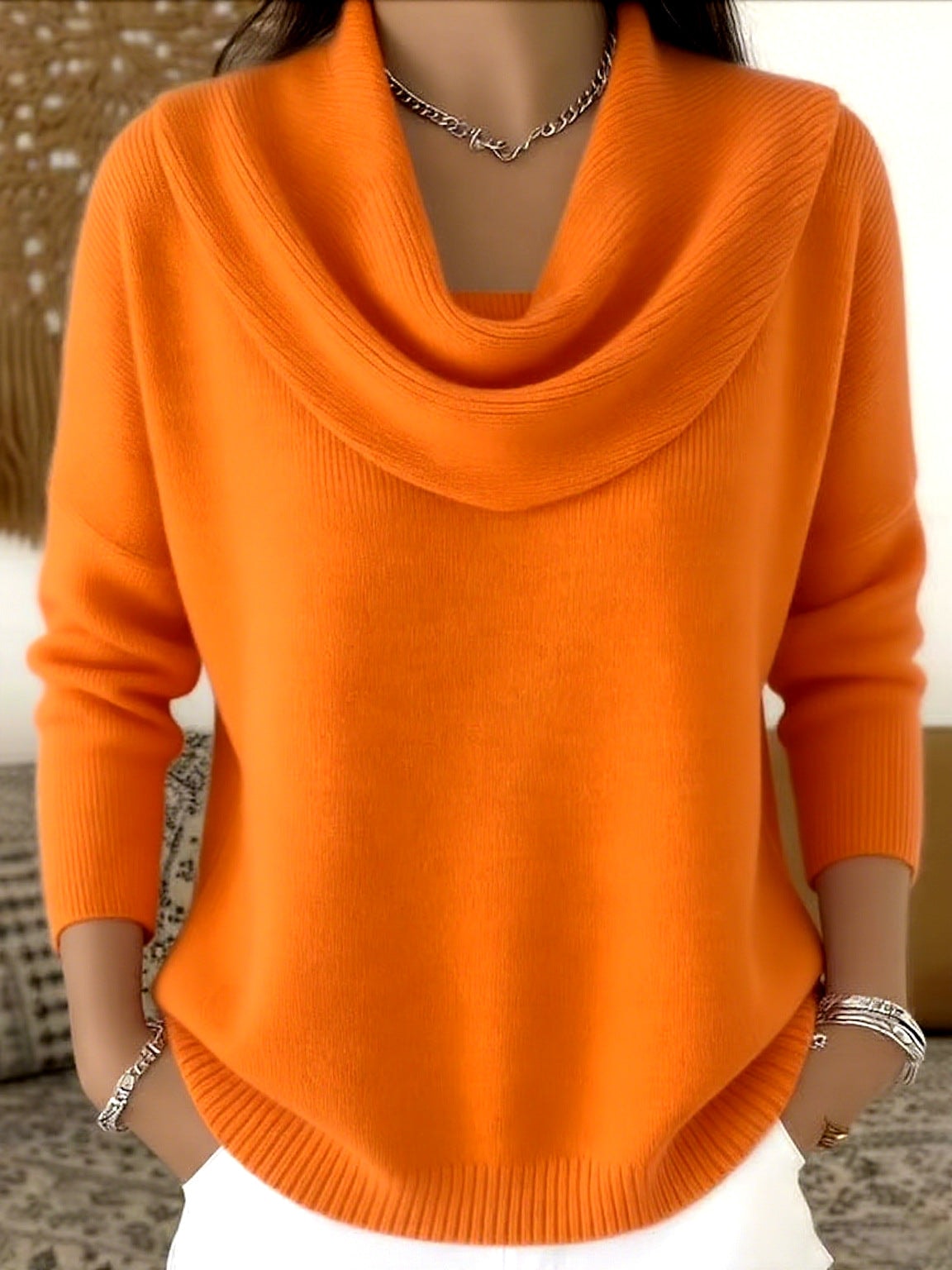 Vânia Cowl-Neck Ribbed Knit Jumper for Women