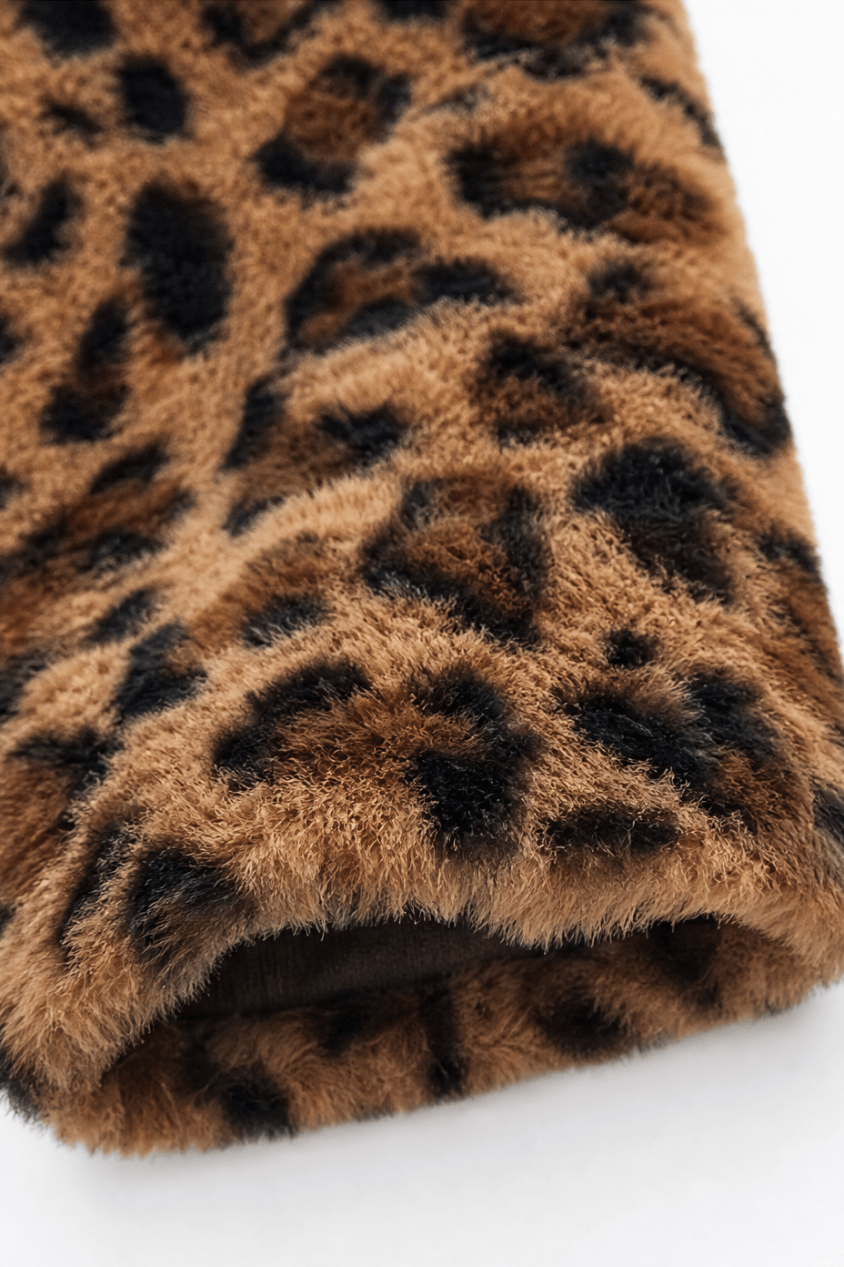 Leora Women's Leopard Print Faux Fur Longline Winter Coat with Open Front