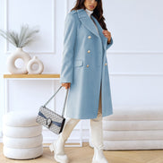 Emily Double Breasted Longline Winter Coats Women A-Line Wool Blend