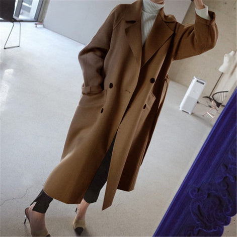 Isabella Women's Longline Wool Blend Winter Coat with Belt