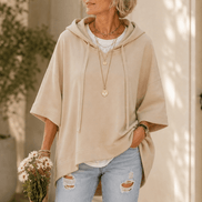 Oversized Wide-Sleeve Hooded Sweatshirt with Dropped Shoulders