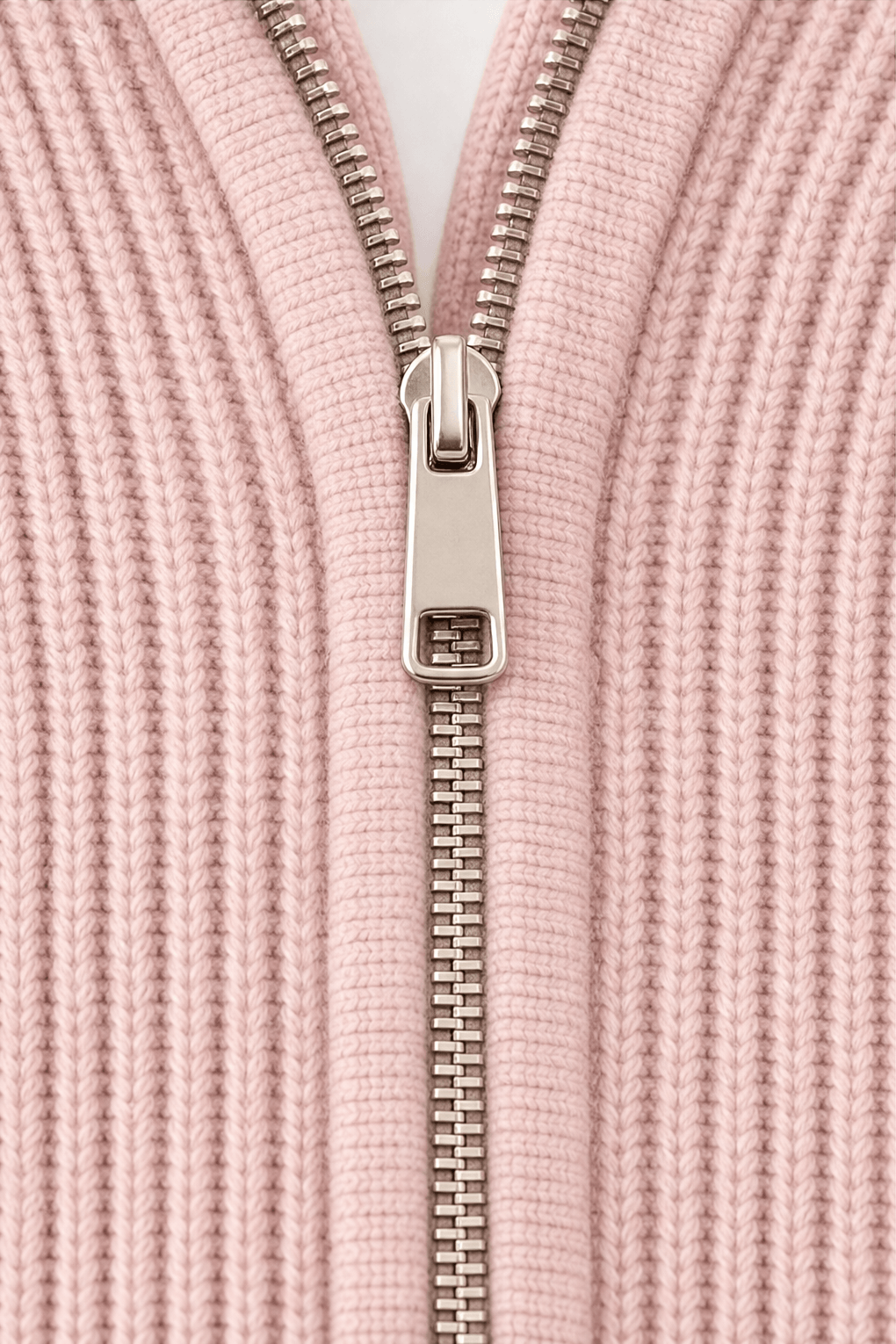Women's Ribbed Zip-Up Hooded Knit Cardigan with Drawstring Hood