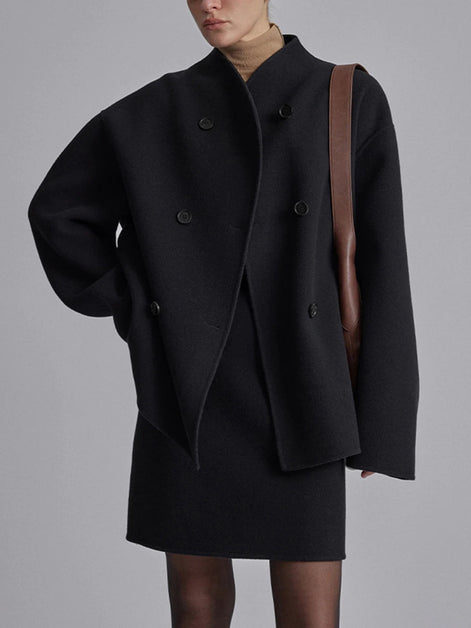 Charlene Double Breasted Wool Blend Pea Coat for Women