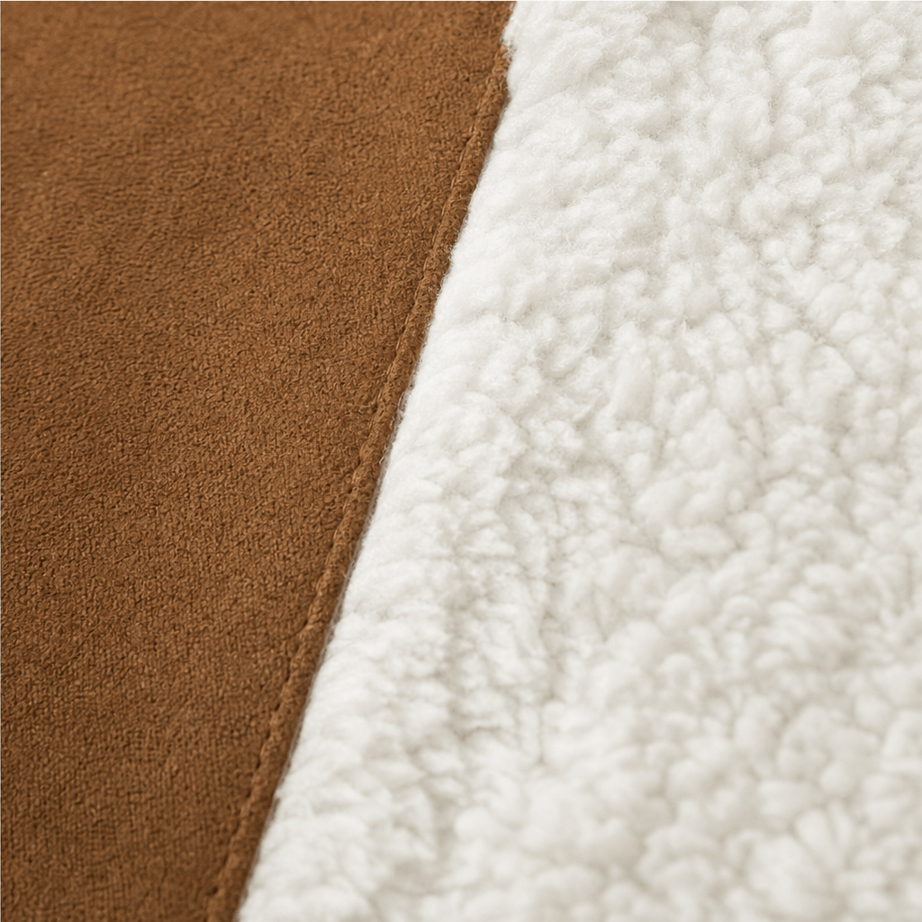 Sherpa-Lined Lapel Jacket with Suede-Finish Cotton Blend