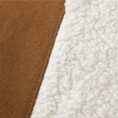 Sherpa-Lined Lapel Jacket with Suede-Finish Cotton Blend