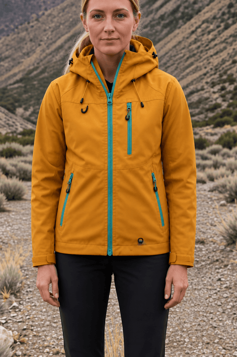 Hooded Waterproof Windproof Polyester Rain Jacket for Women