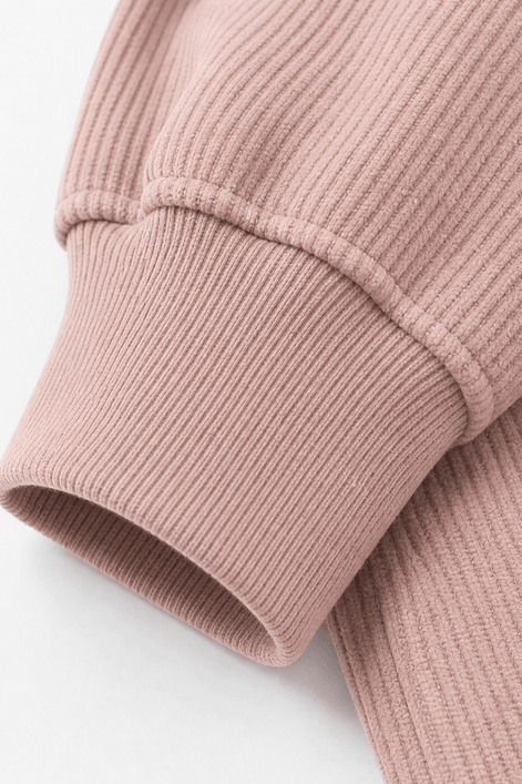 Women's Ribbed Corduroy-Look Hoodie with Front Pocket