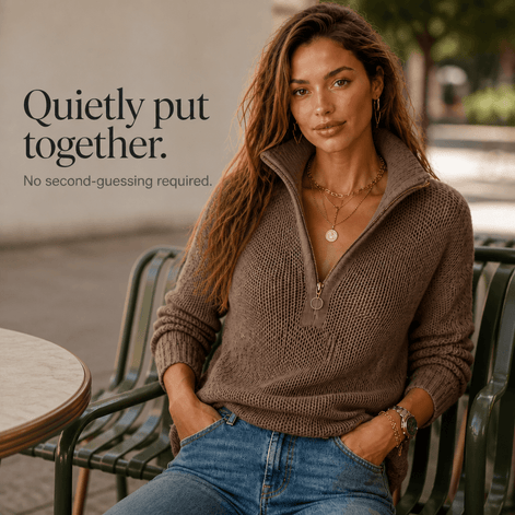 Women's Half-Zip Collar Knitted Jumper with Textured Stitch