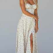 Elodie Floral Satin Midi Slip Dress for Autumn Dresses Occasions