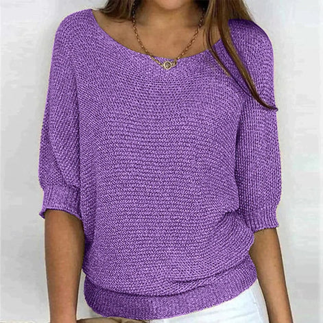 Jade Women's Batwing Sleeve Knitted Jumper with Crew Neck
