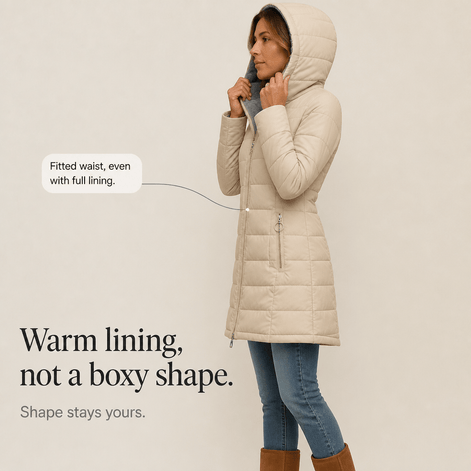 Women's Plush-Lined Hooded Longline Quilted Puffer Jacket