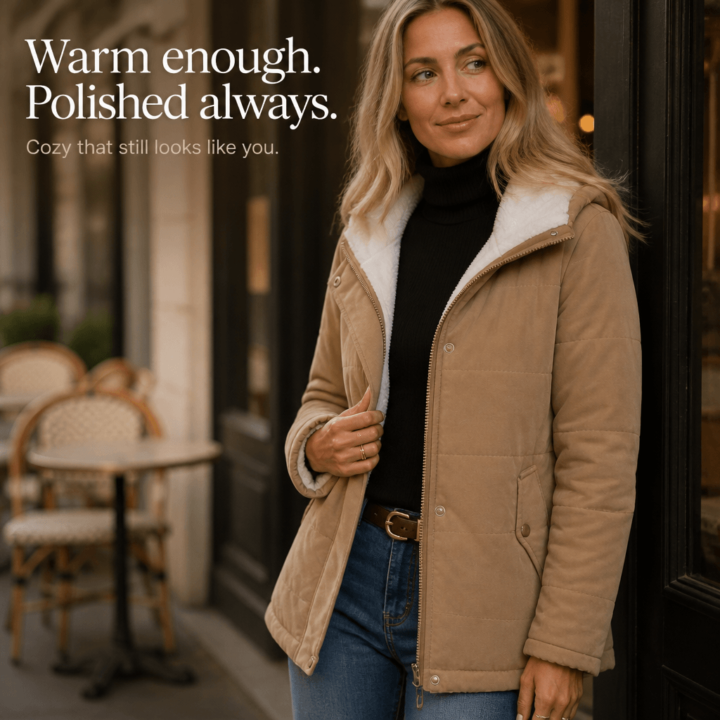 Women's Thickened Hooded Quilted Puffer Jacket with Sherpa Lining