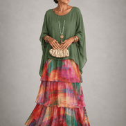Tiered Ruffle Women's Midi Dress with Flutter Sleeves