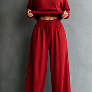 Women's Turtleneck Wide-Leg Trouser Co-Ord Set