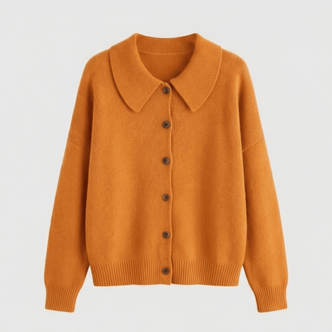 Collete Button-Front Women's Knitted Cardigan with Peter Pan Collar