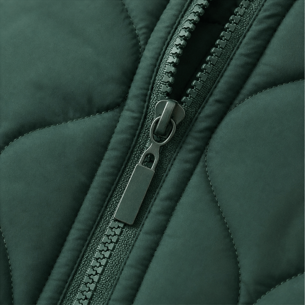 Women's Hooded Quilted Puffer Jacket with Spliced Panels