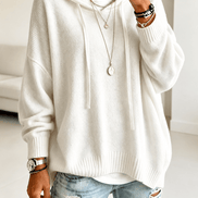Women's Oversized Hooded Acrylic Knitted Jumper with Drawstring