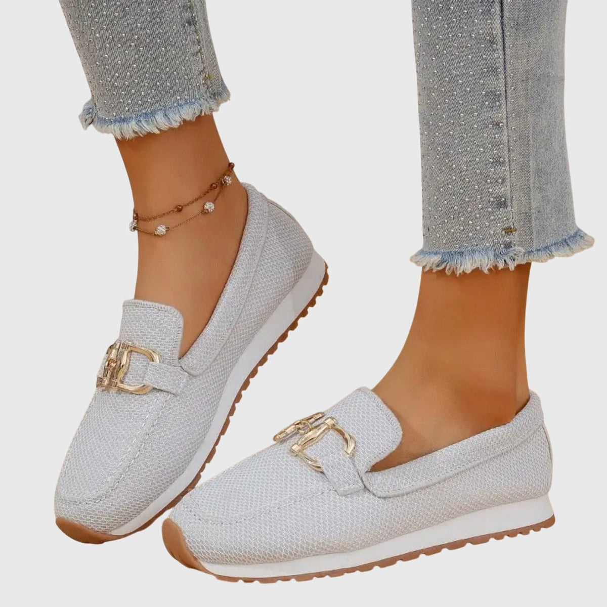 Lili Bit-Buckle Slip-On Sneakers with Orthopedic Cushioning for Women